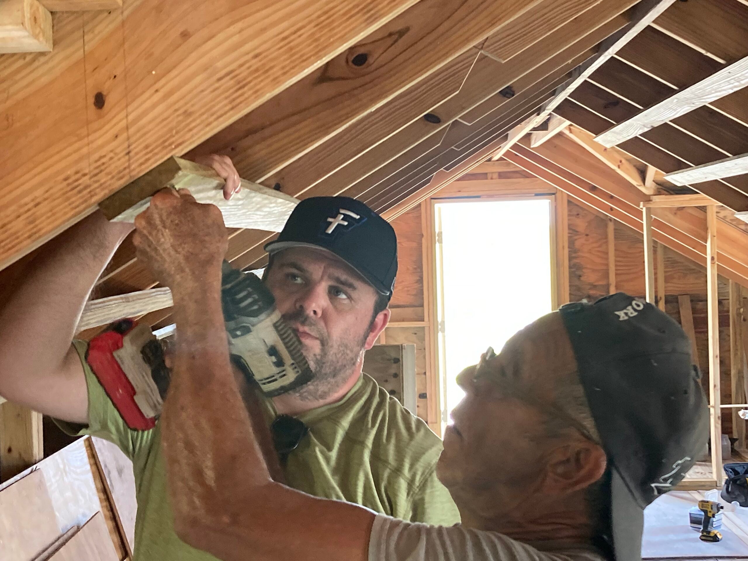Kasey Oakley and Donald Burrows construct an apartment above the church building.
