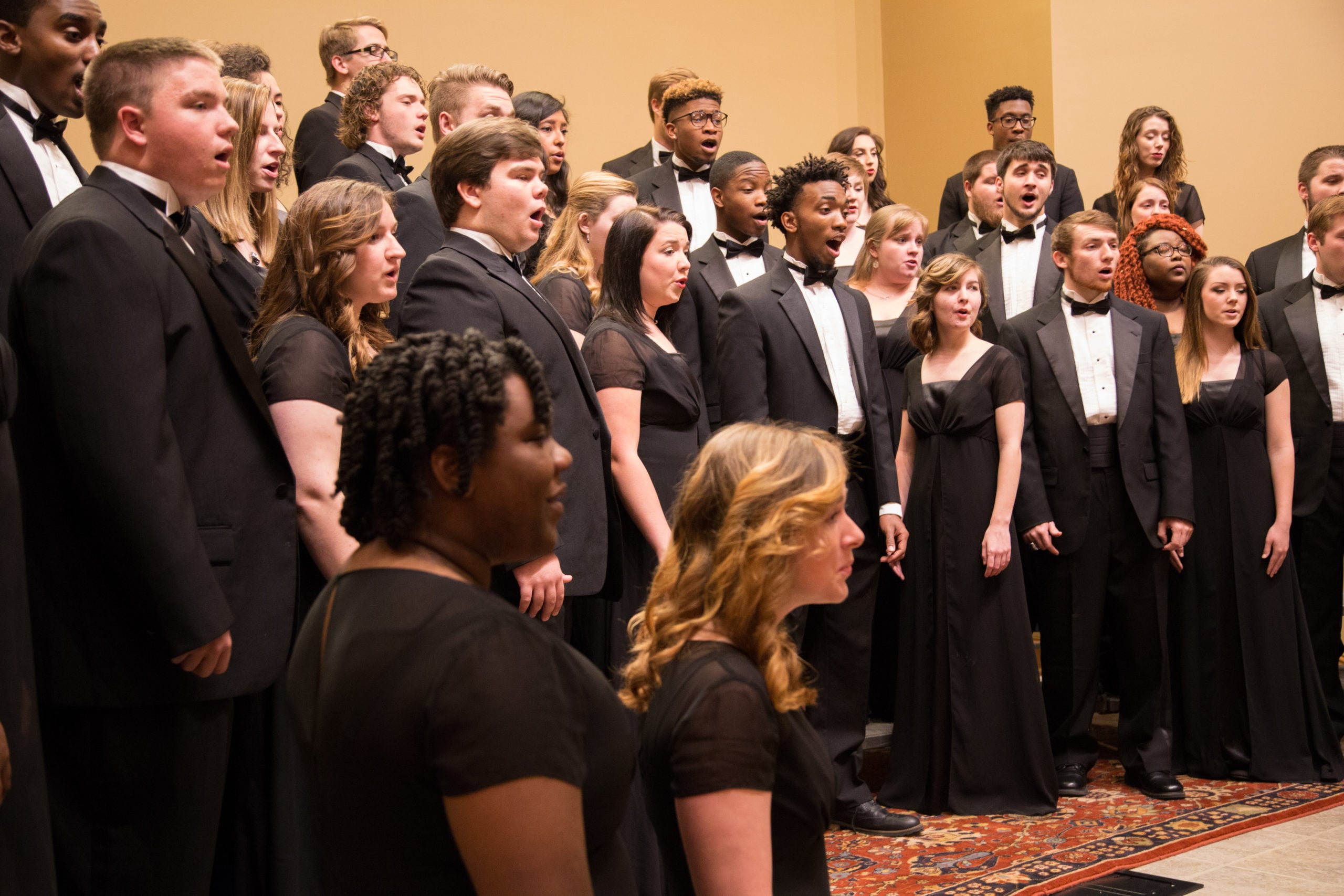 Faulkner University's chorus preforming in Lester Chapel