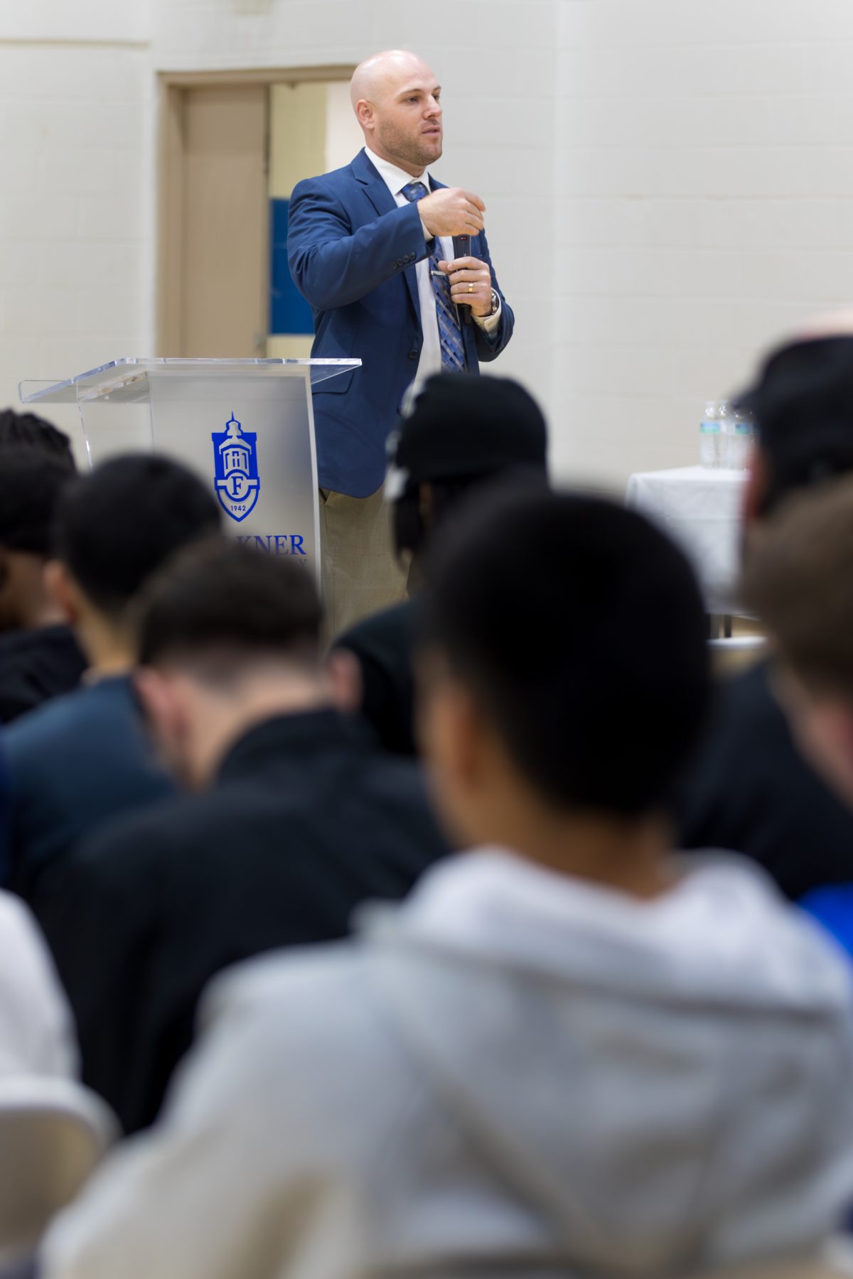 John Dockins speaks to students during the 2024 Marketplace Faith Friday Forums.