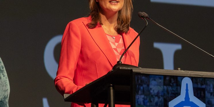 Nikki Haley speaks during Faulkner University's Annual Benefit Dinner on Oct. 3